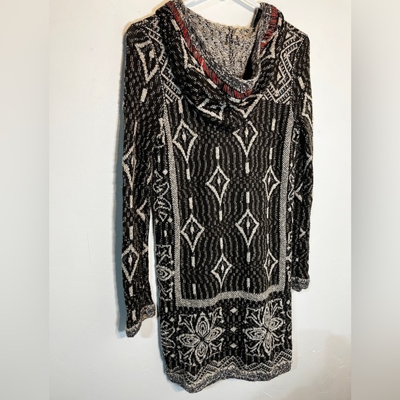 Free People Kai Open Front Tie Tassel Pom Boho Hooded Long Cardigan XS - Picture 3 of 5